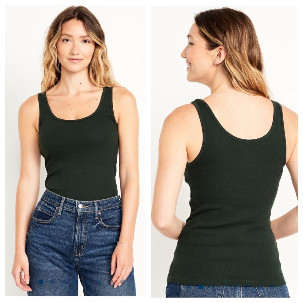 Ribbed Tank Top Black Small Slim Fit Stretch Basic Minimalist